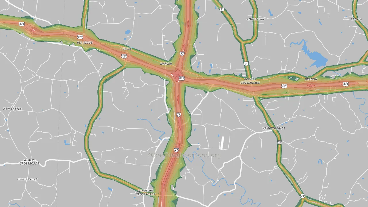 27020, NC Map of Noise Levels in 27020
