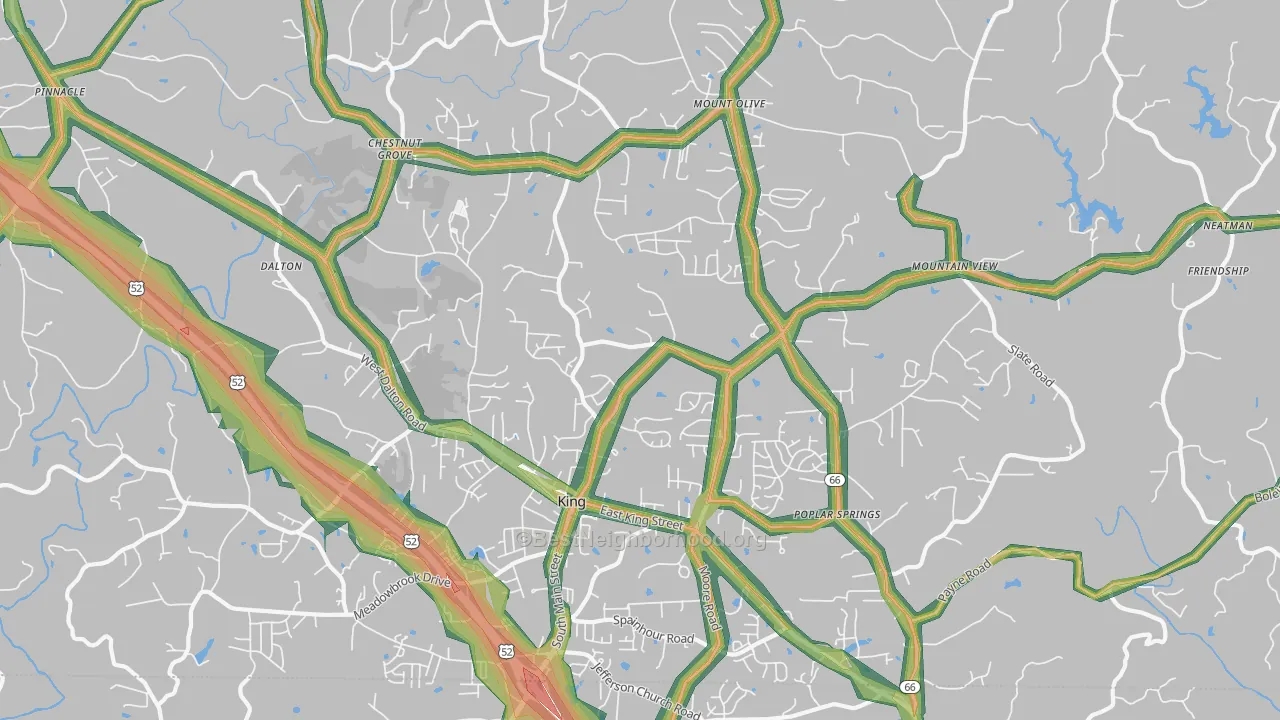27021, NC Map of Noise Levels in 27021