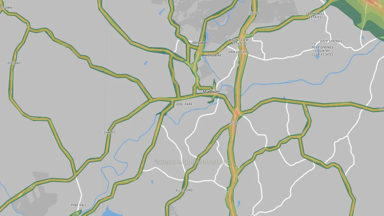 27025, NC Map of Noise Levels in 27025