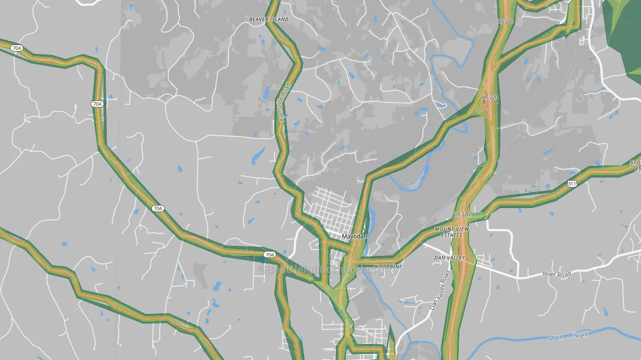 27027, NC Map of Noise Levels in 27027