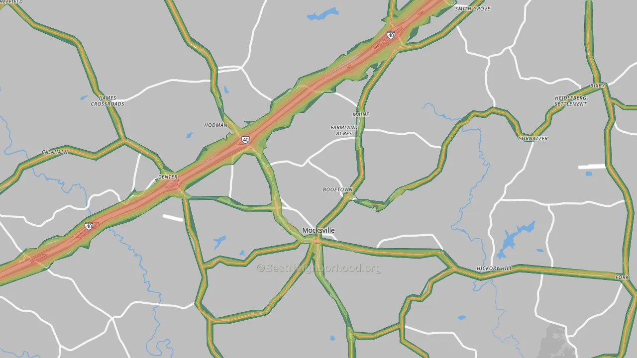 27028, NC Map of Noise Levels in 27028