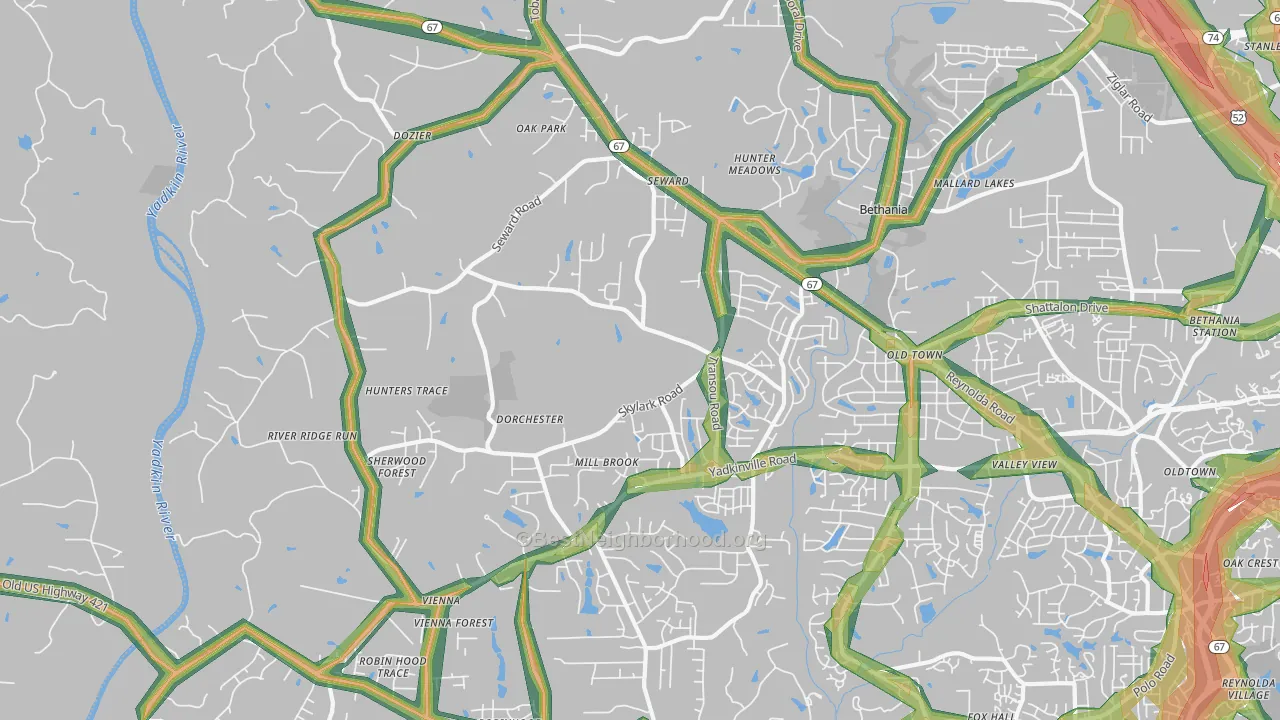 27040, NC Map of Noise Levels in 27040