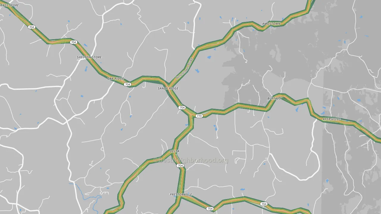 27046, NC Map of Noise Levels in 27046