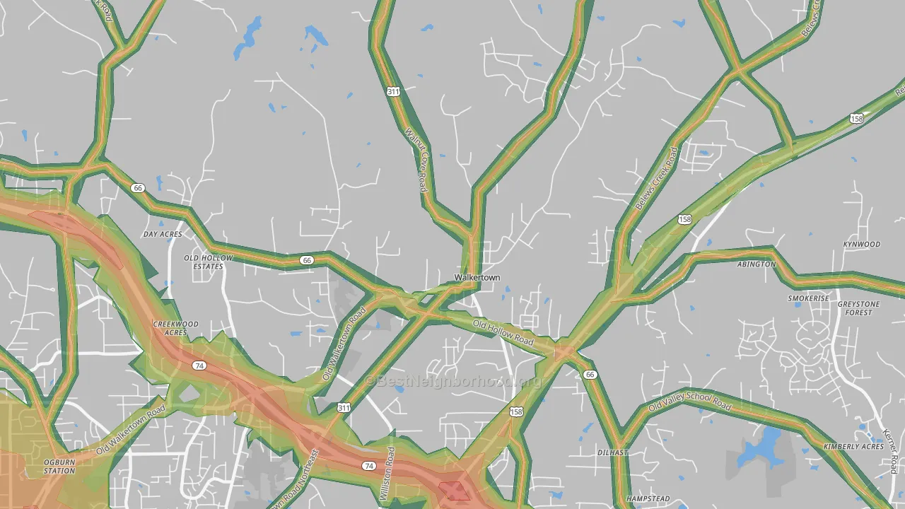 27051, NC Map of Noise Levels in 27051