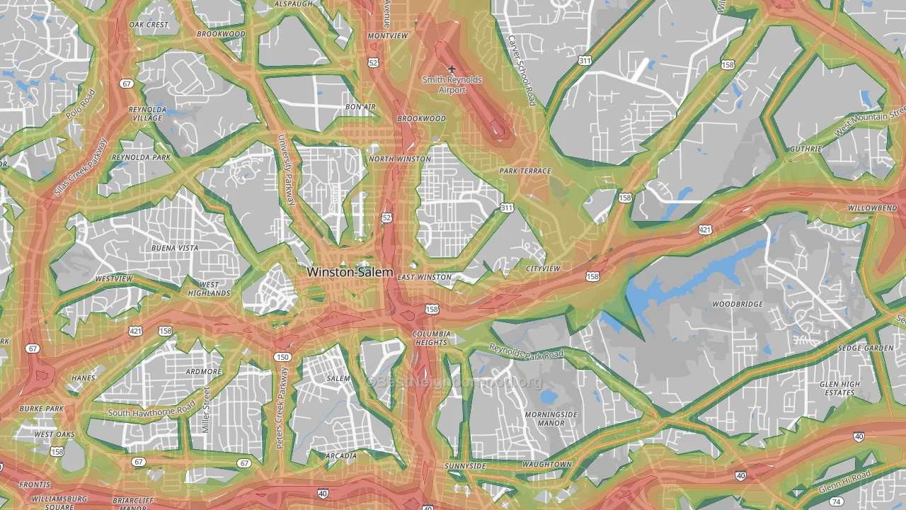 27101, NC Map of Noise Levels in 27101