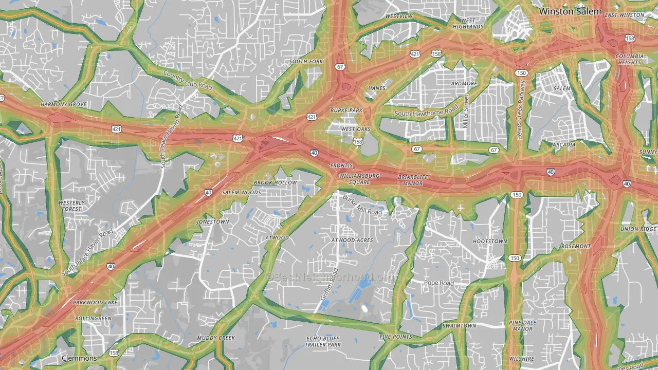 27103, NC Map of Noise Levels in 27103