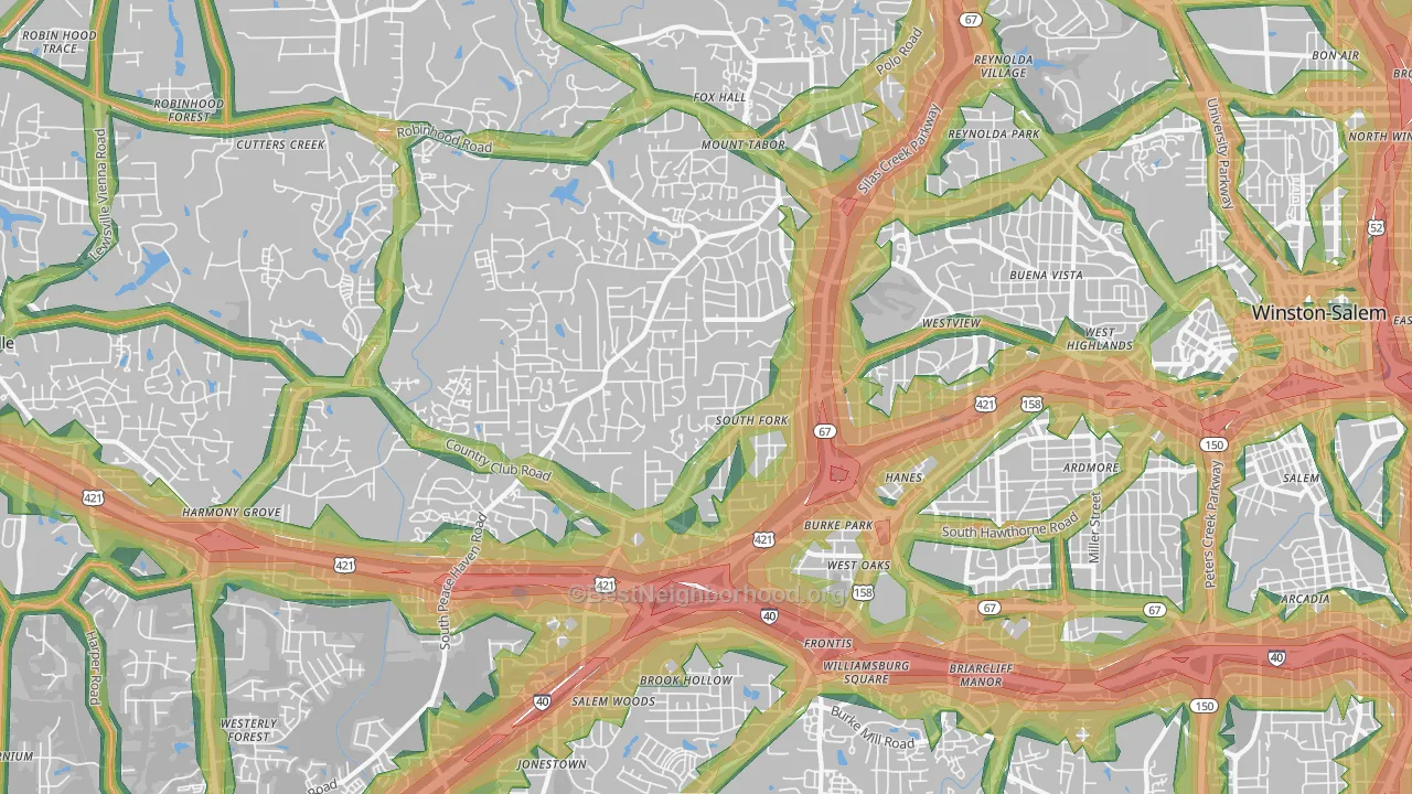 27104, NC Map of Noise Levels in 27104