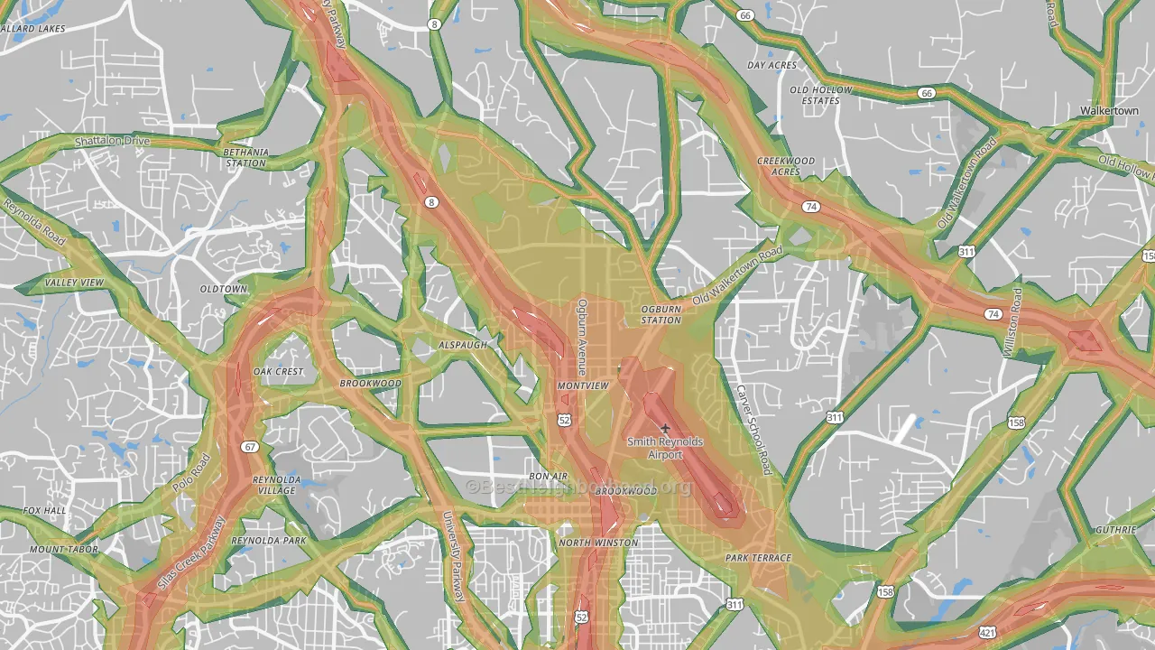 27105, NC Map of Noise Levels in 27105