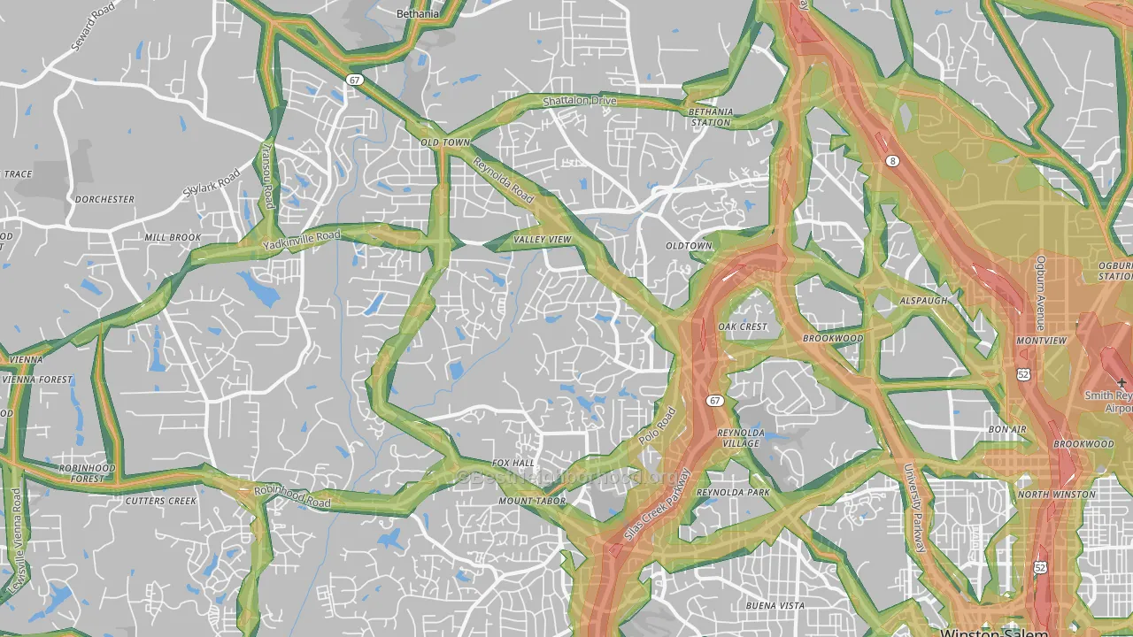 27106, NC Map of Noise Levels in 27106