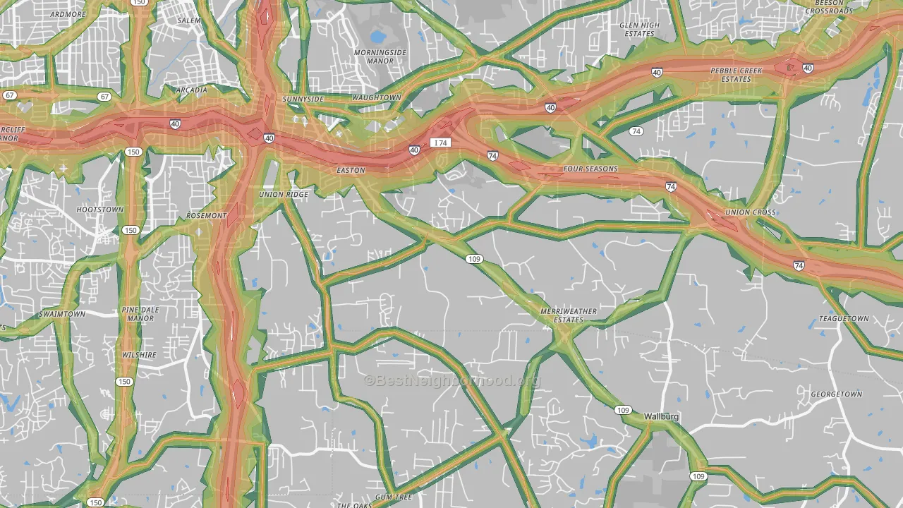 27107, NC Map of Noise Levels in 27107
