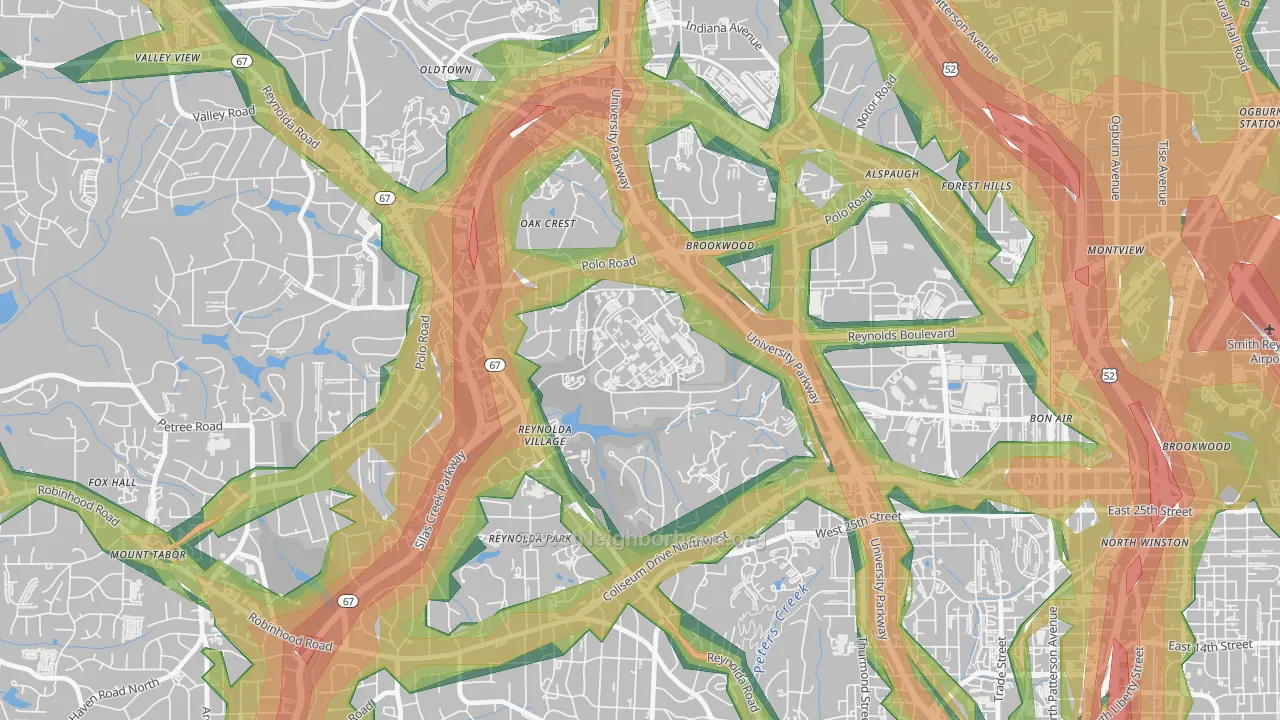 27109, NC Map of Noise Levels in 27109