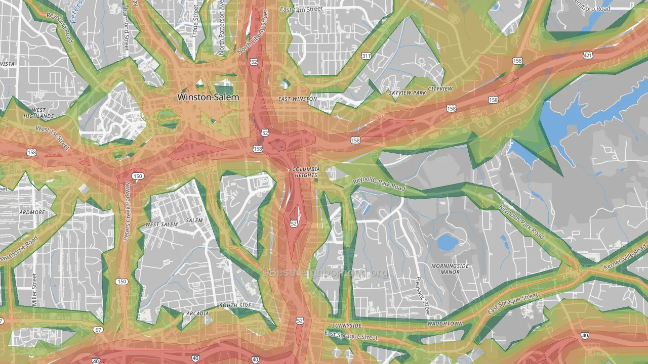 27110, NC Map of Noise Levels in 27110