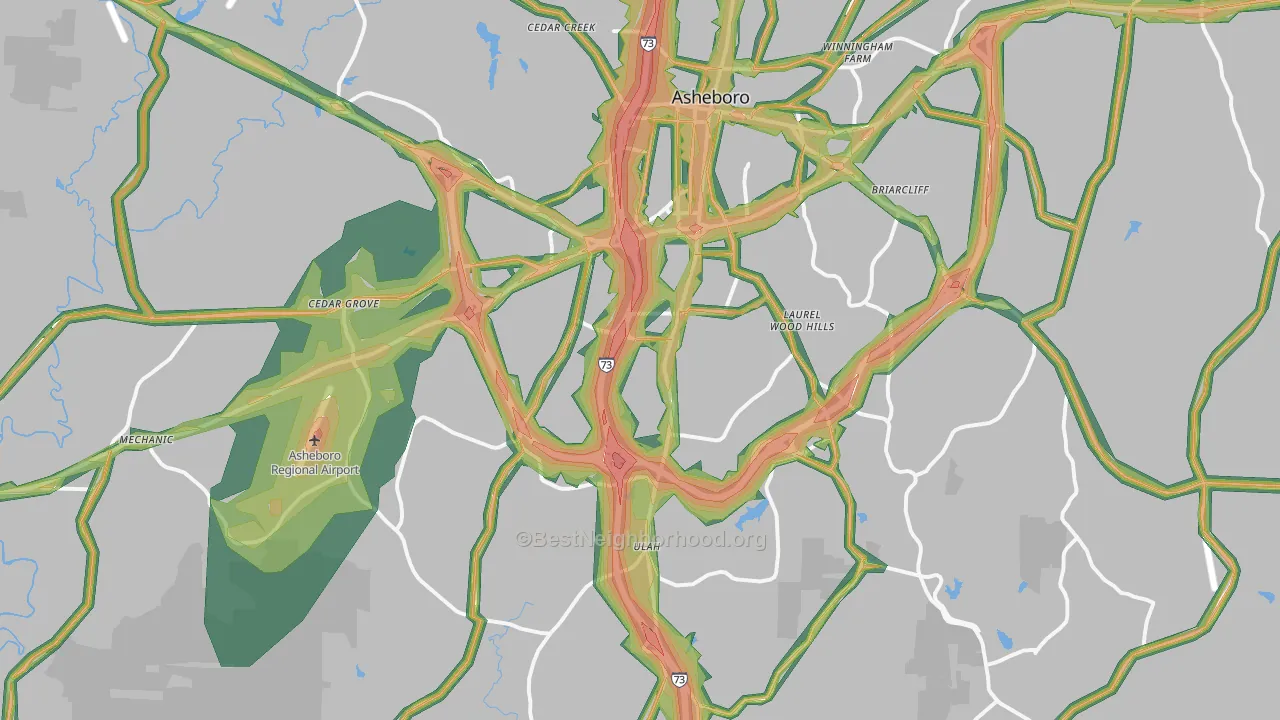 27205, NC Map of Noise Levels in 27205