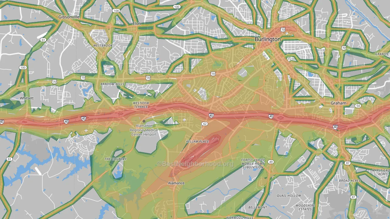 27215, NC Map of Noise Levels in 27215