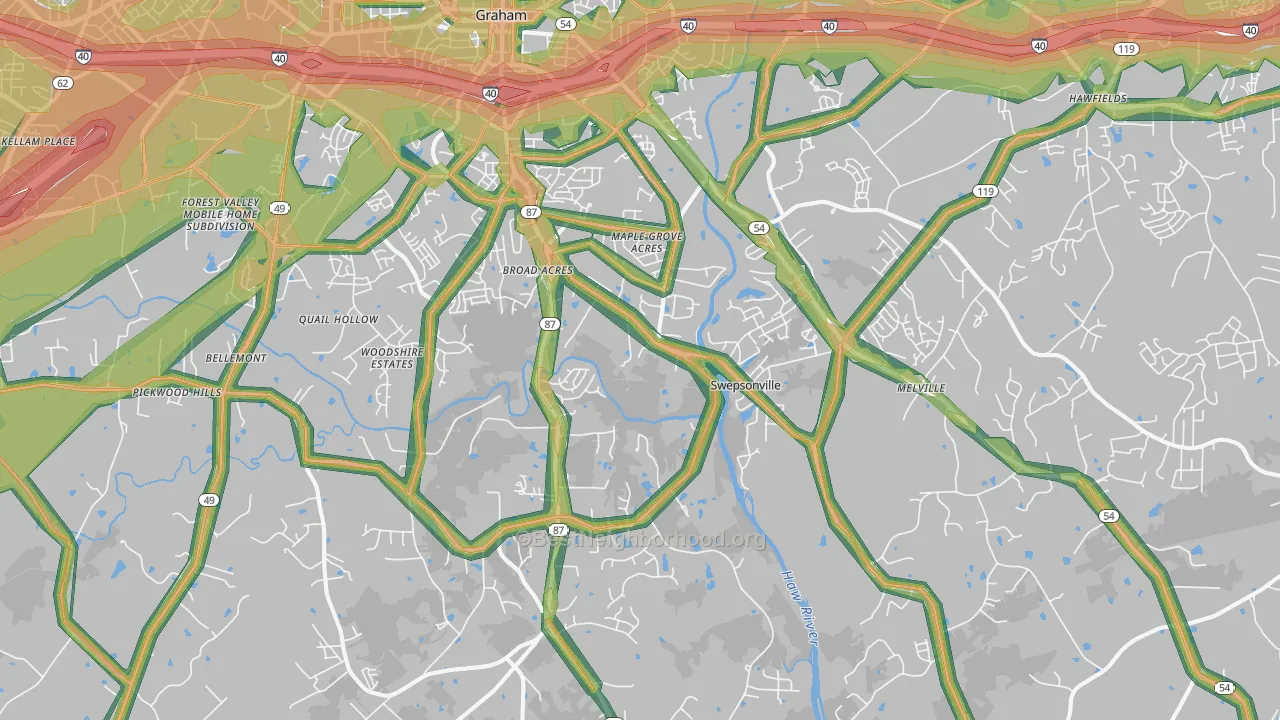 27253, NC Map of Noise Levels in 27253