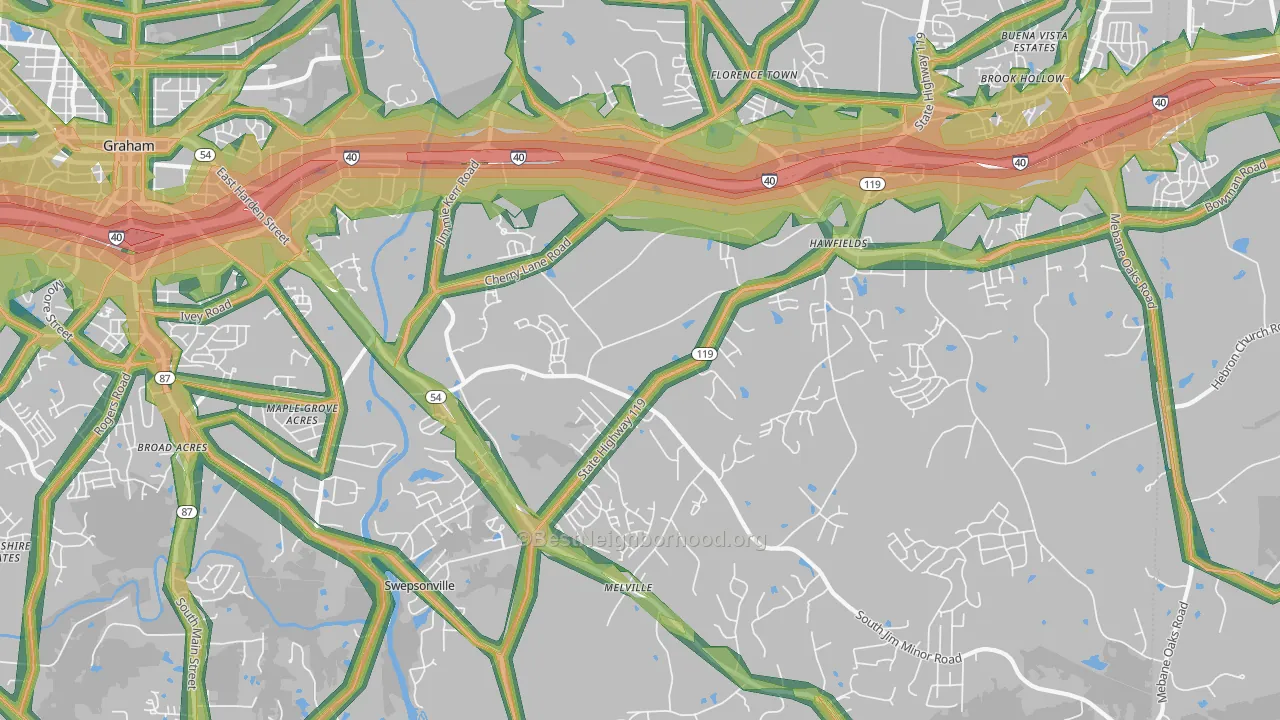 27258, NC Map of Noise Levels in 27258