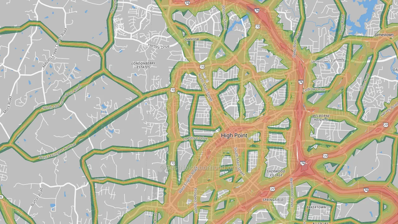 27262, NC Map of Noise Levels in 27262
