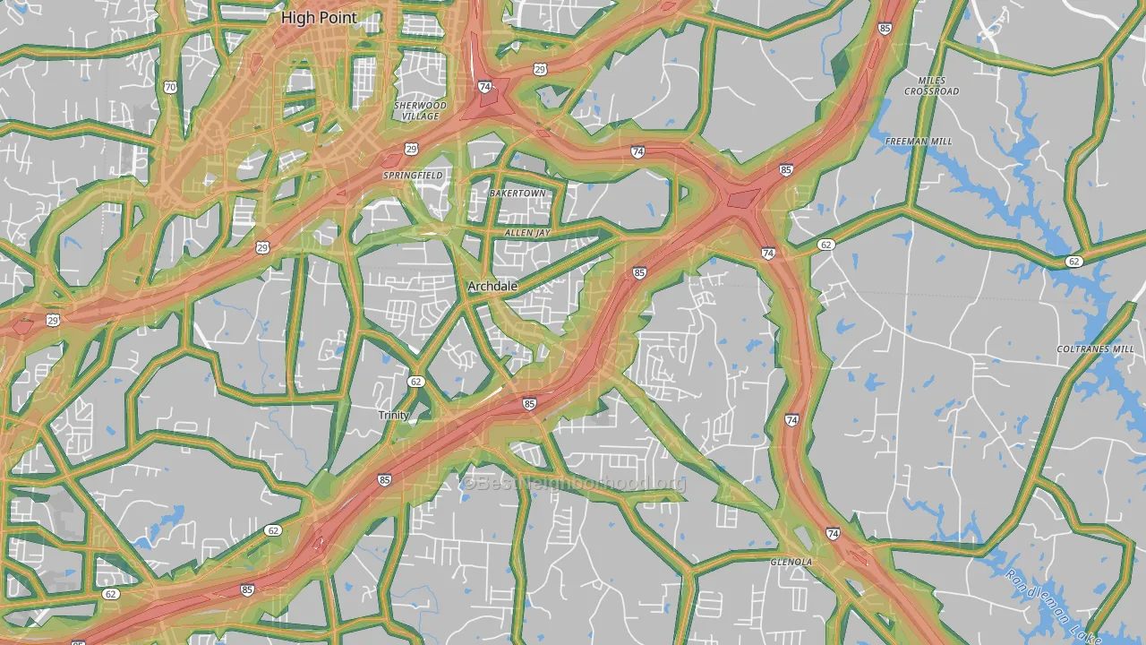 27263, NC Map of Noise Levels in 27263