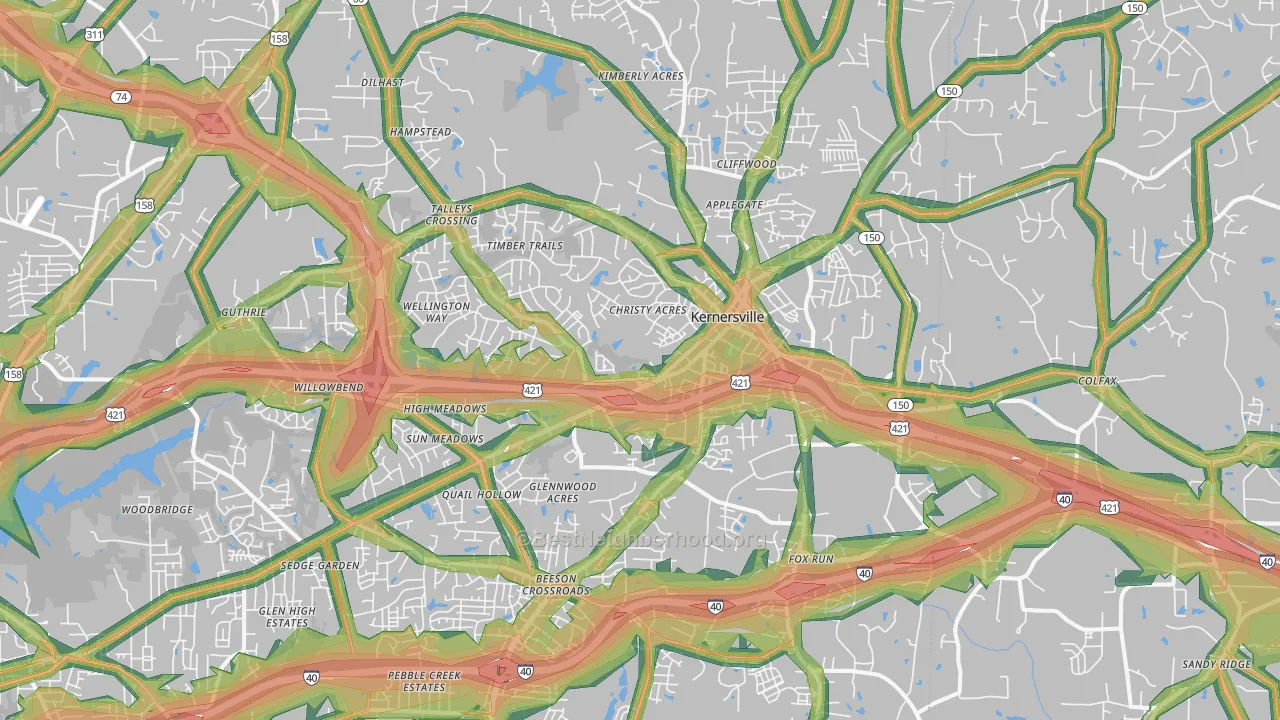 27284, NC Map of Noise Levels in 27284