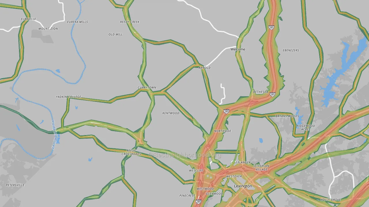 27295, NC Map of Noise Levels in 27295