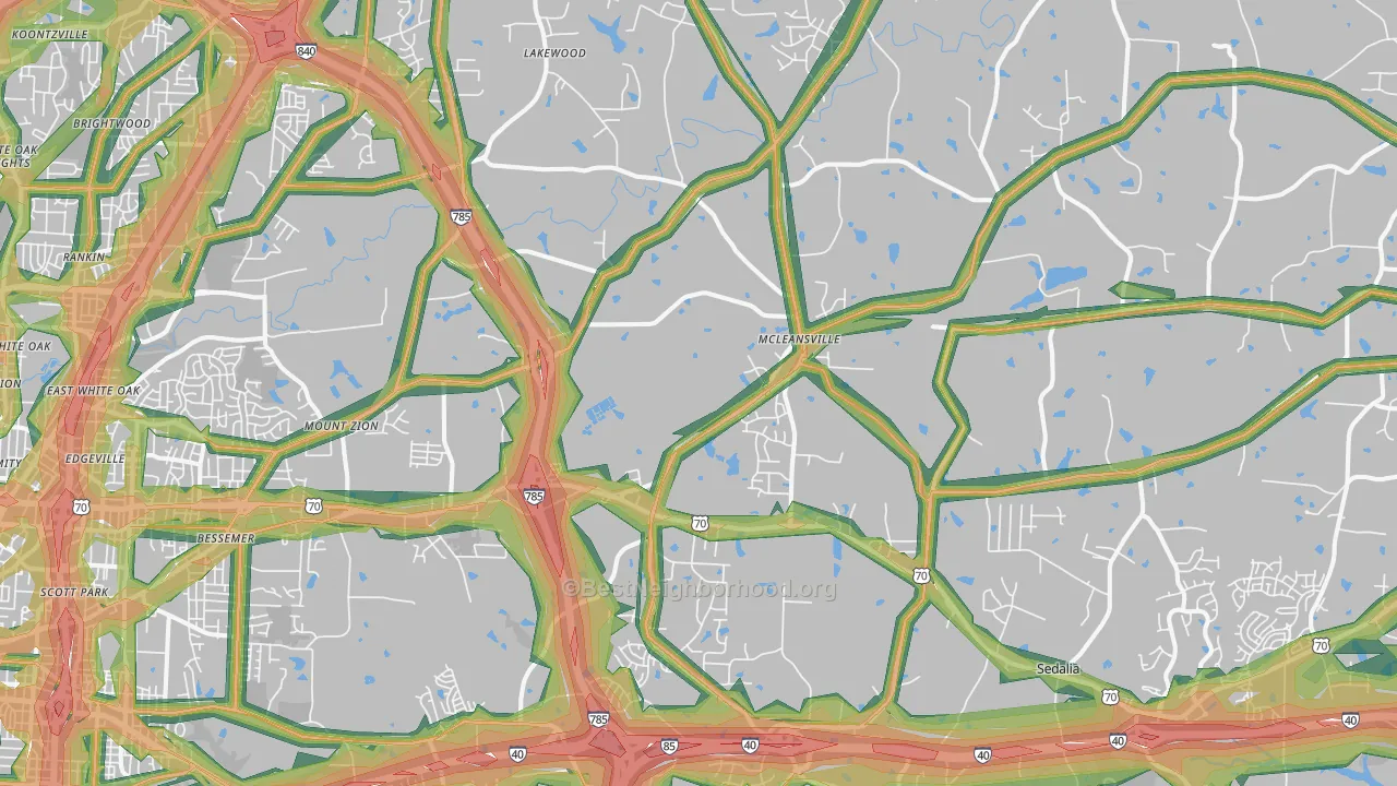 27301, NC Map of Noise Levels in 27301