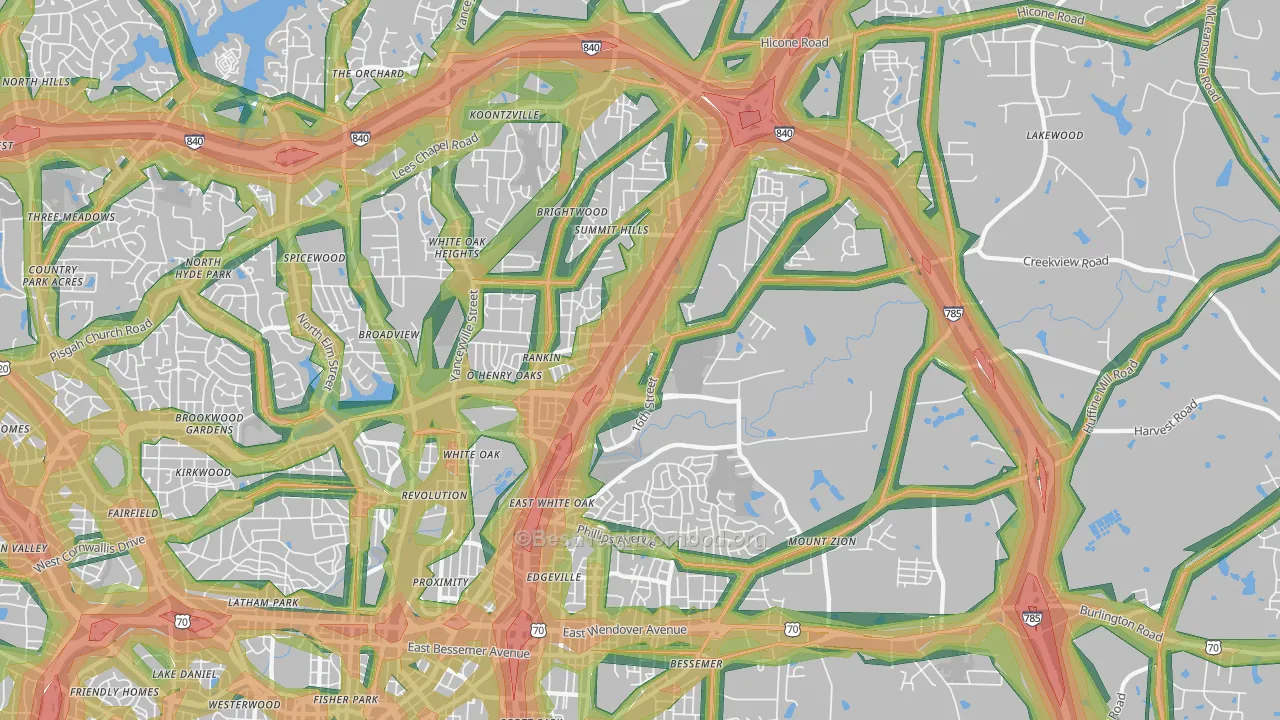 27405, NC Map of Noise Levels in 27405