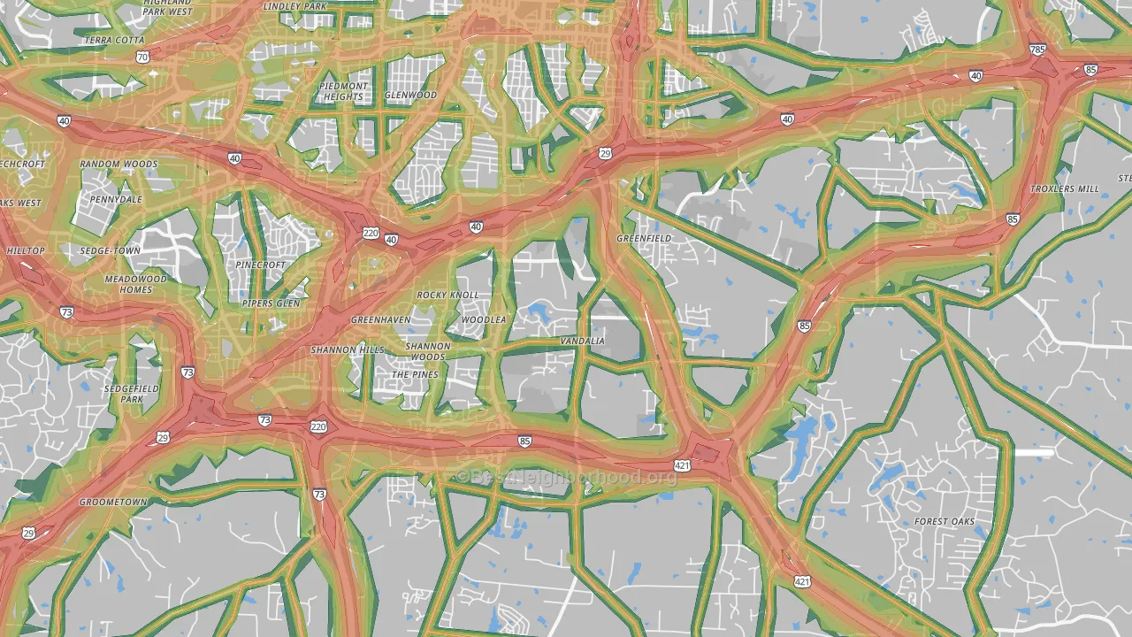 27406, NC Map of Noise Levels in 27406