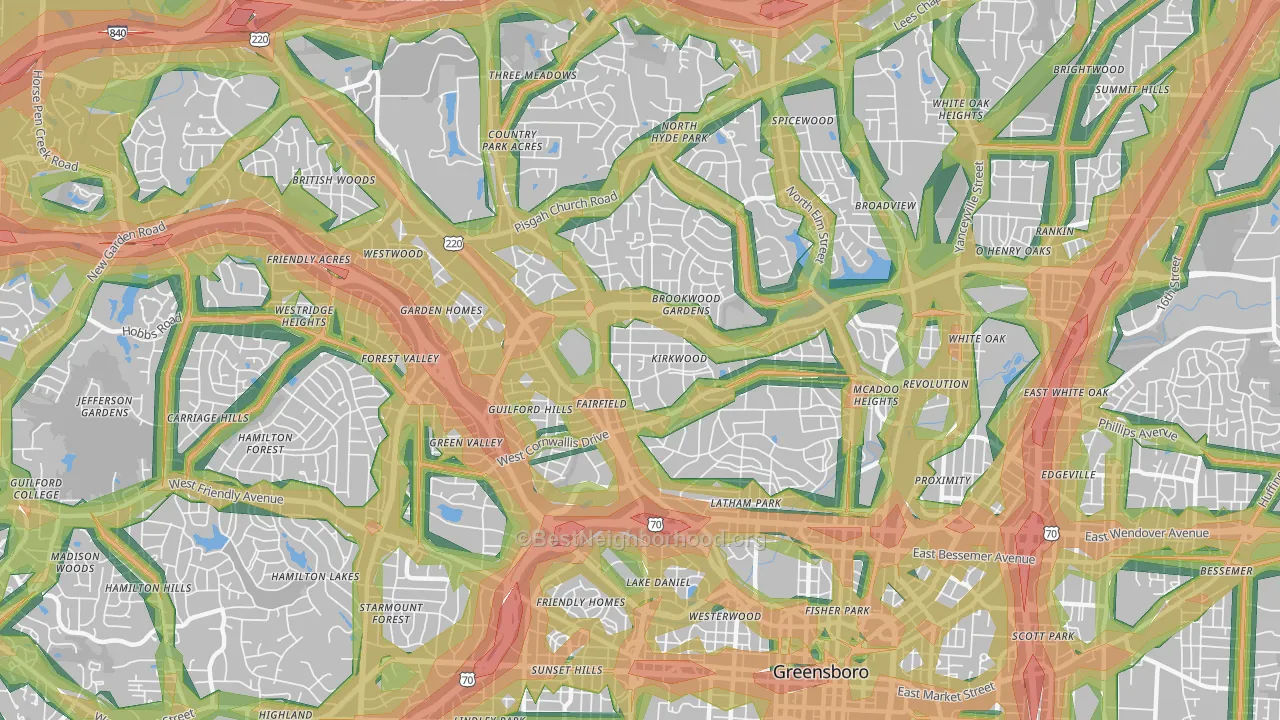 27408, NC Map of Noise Levels in 27408