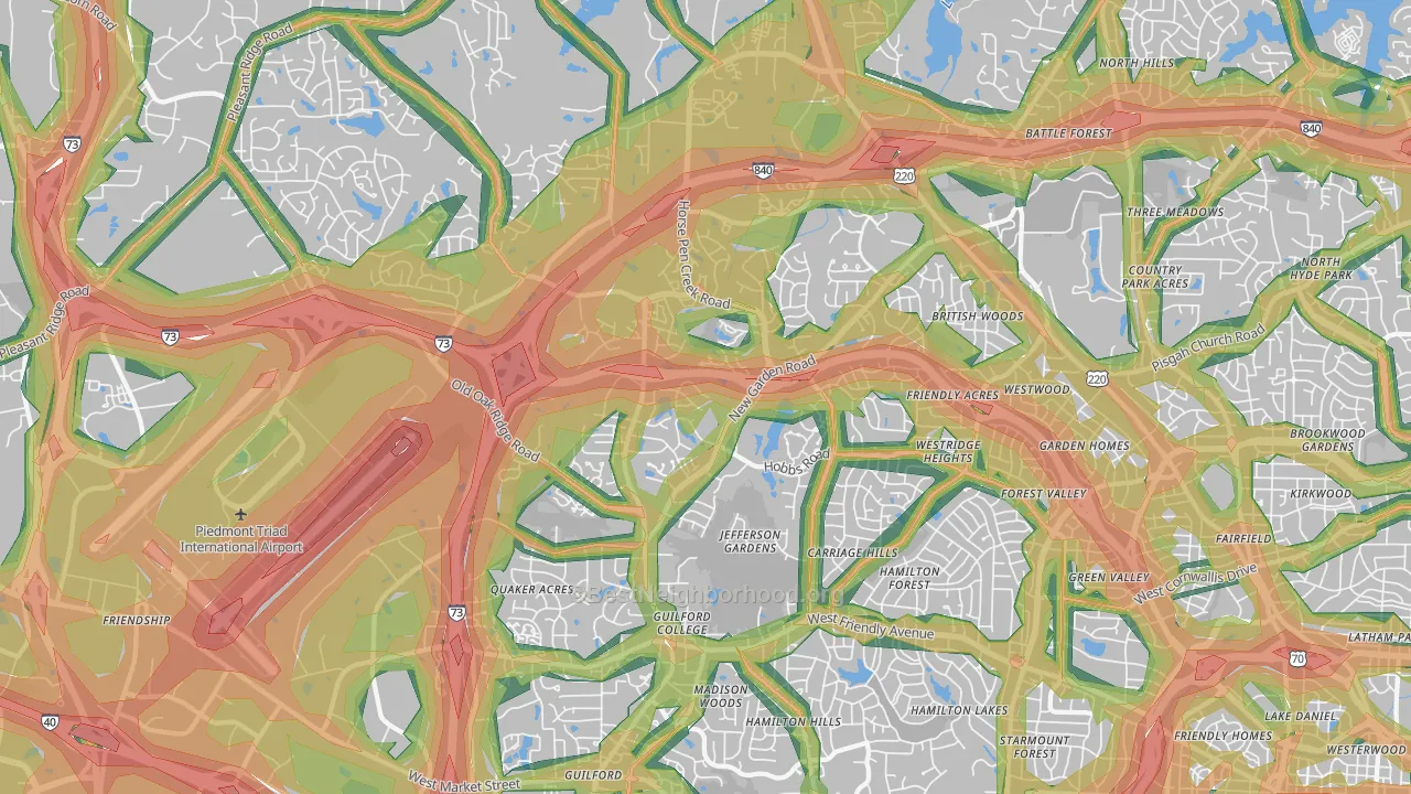 27410, NC Map of Noise Levels in 27410