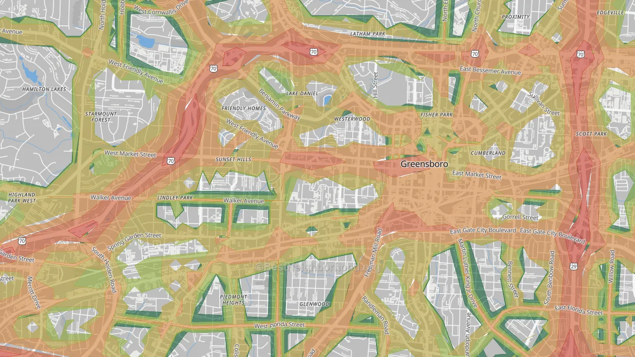27412, NC Map of Noise Levels in 27412