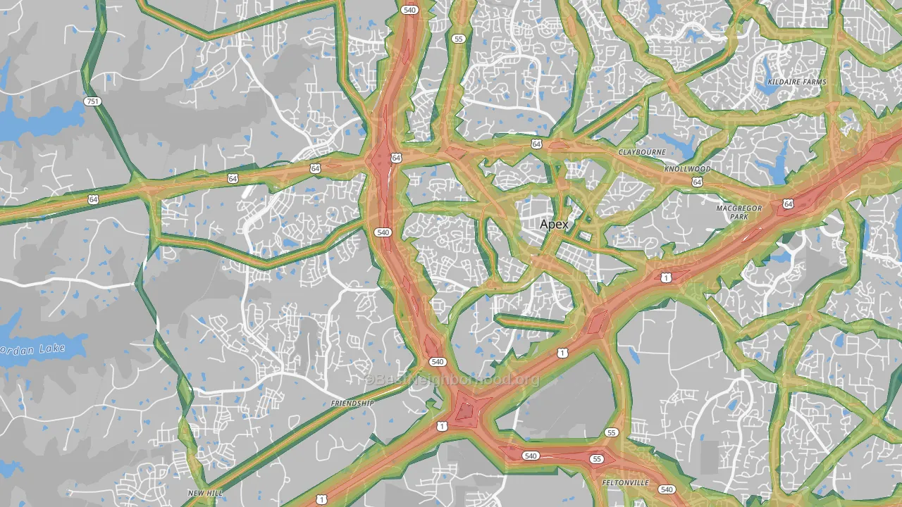 27502, NC Map of Noise Levels in 27502