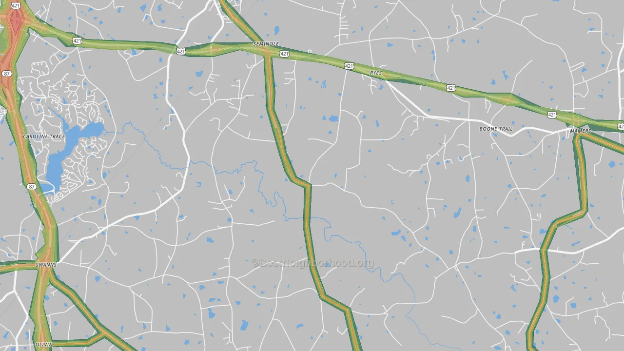 27505, NC Map of Noise Levels in 27505