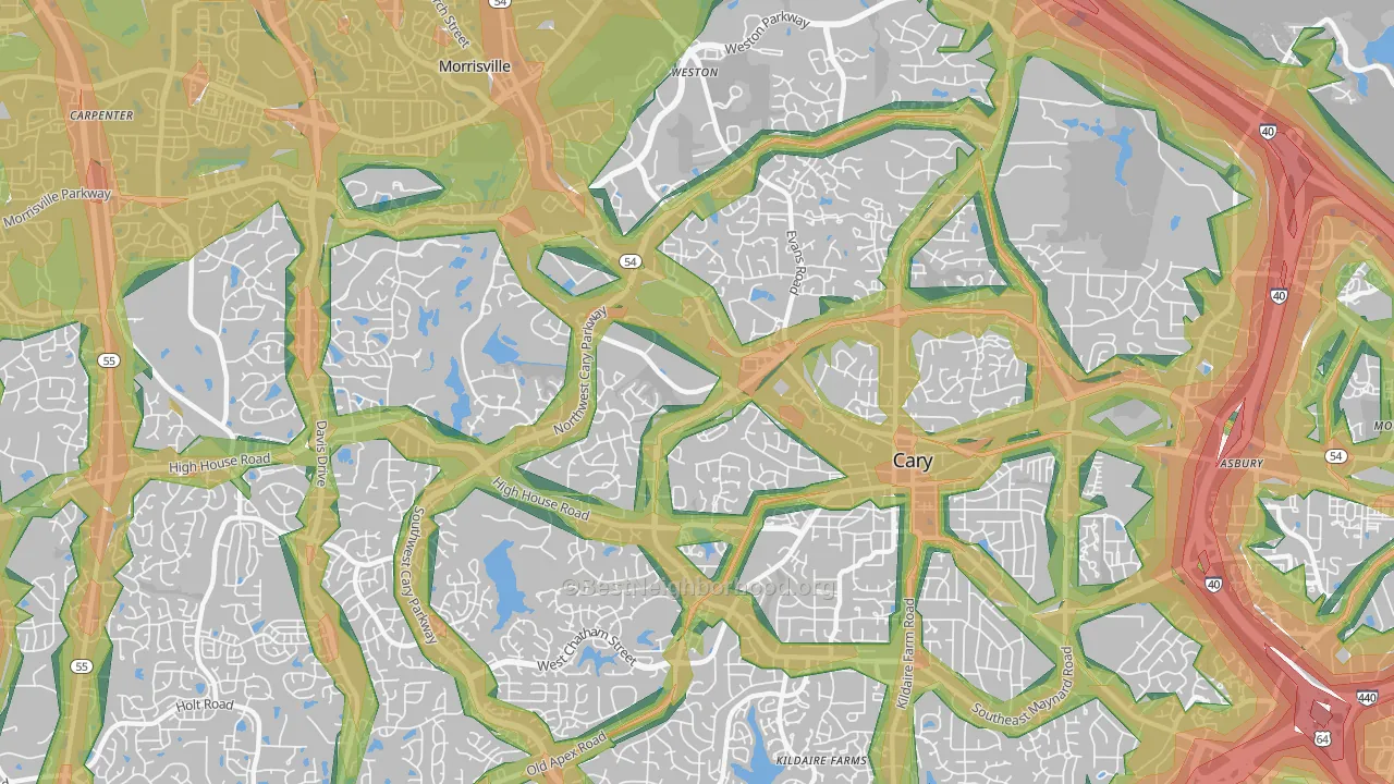 27513, NC Map of Noise Levels in 27513