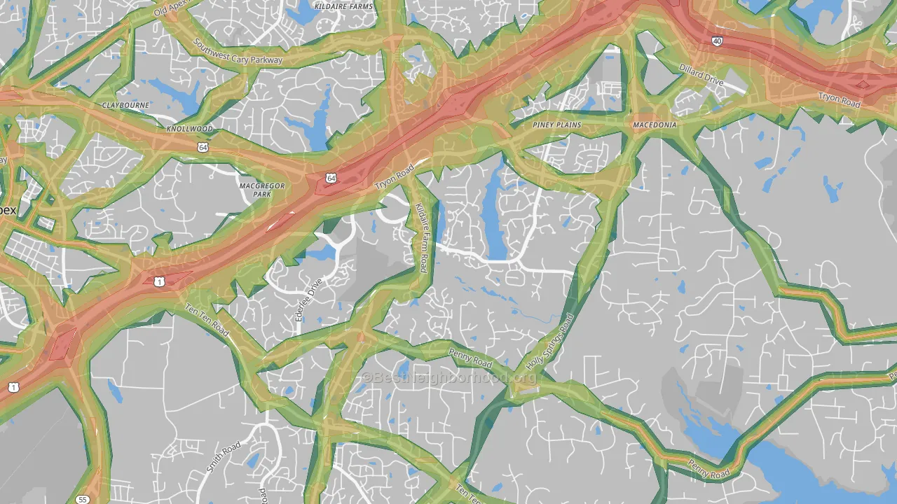 27518, NC Map of Noise Levels in 27518