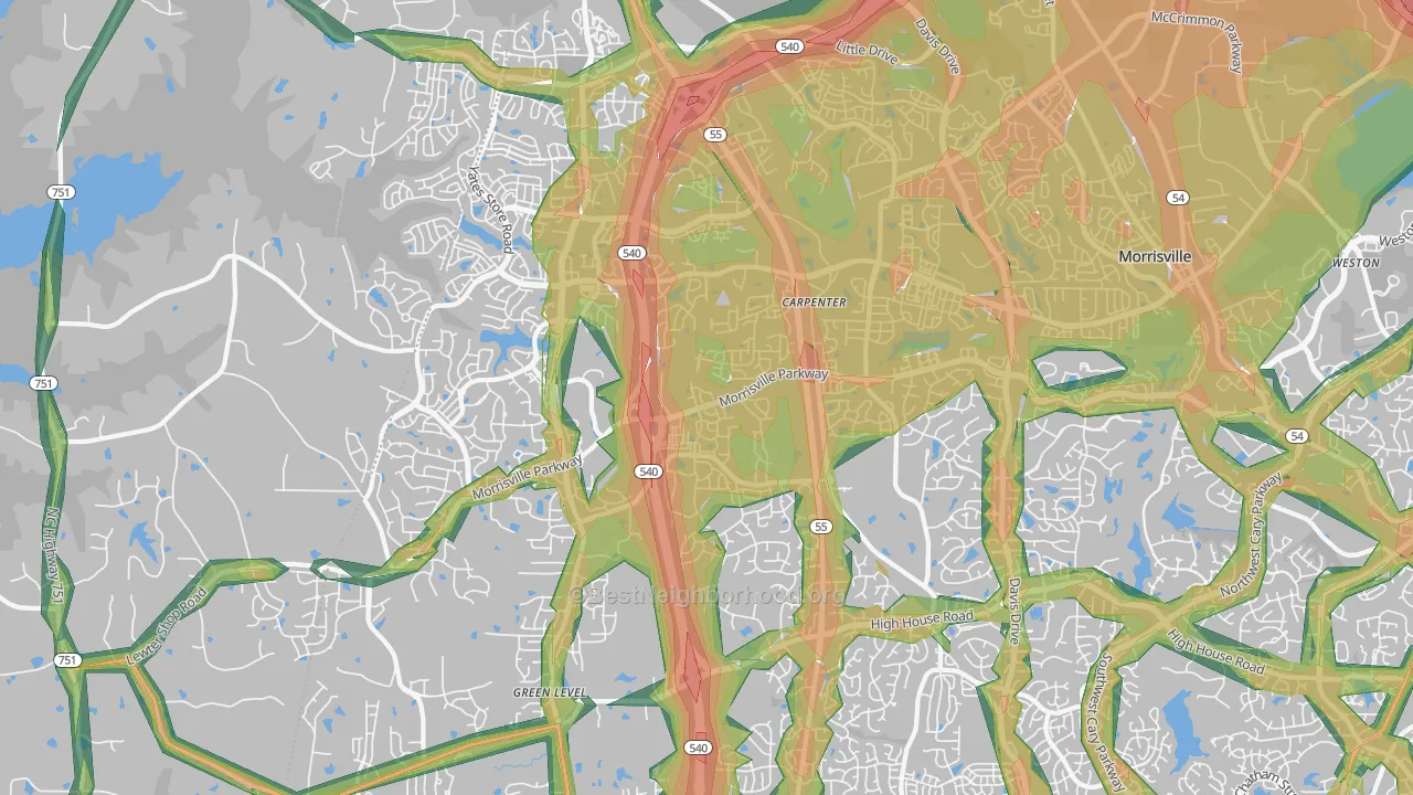 27519, NC Map of Noise Levels in 27519
