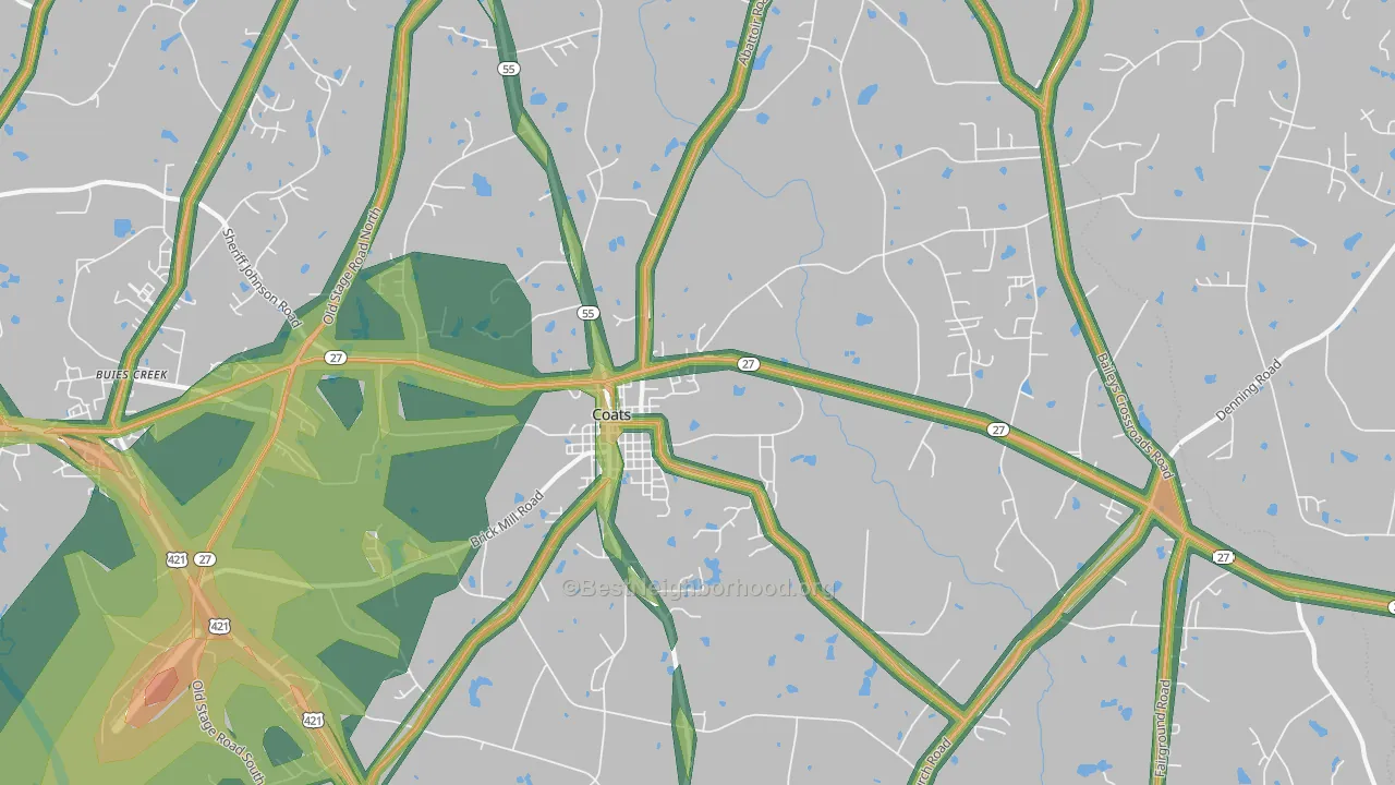 27521, NC Map of Noise Levels in 27521