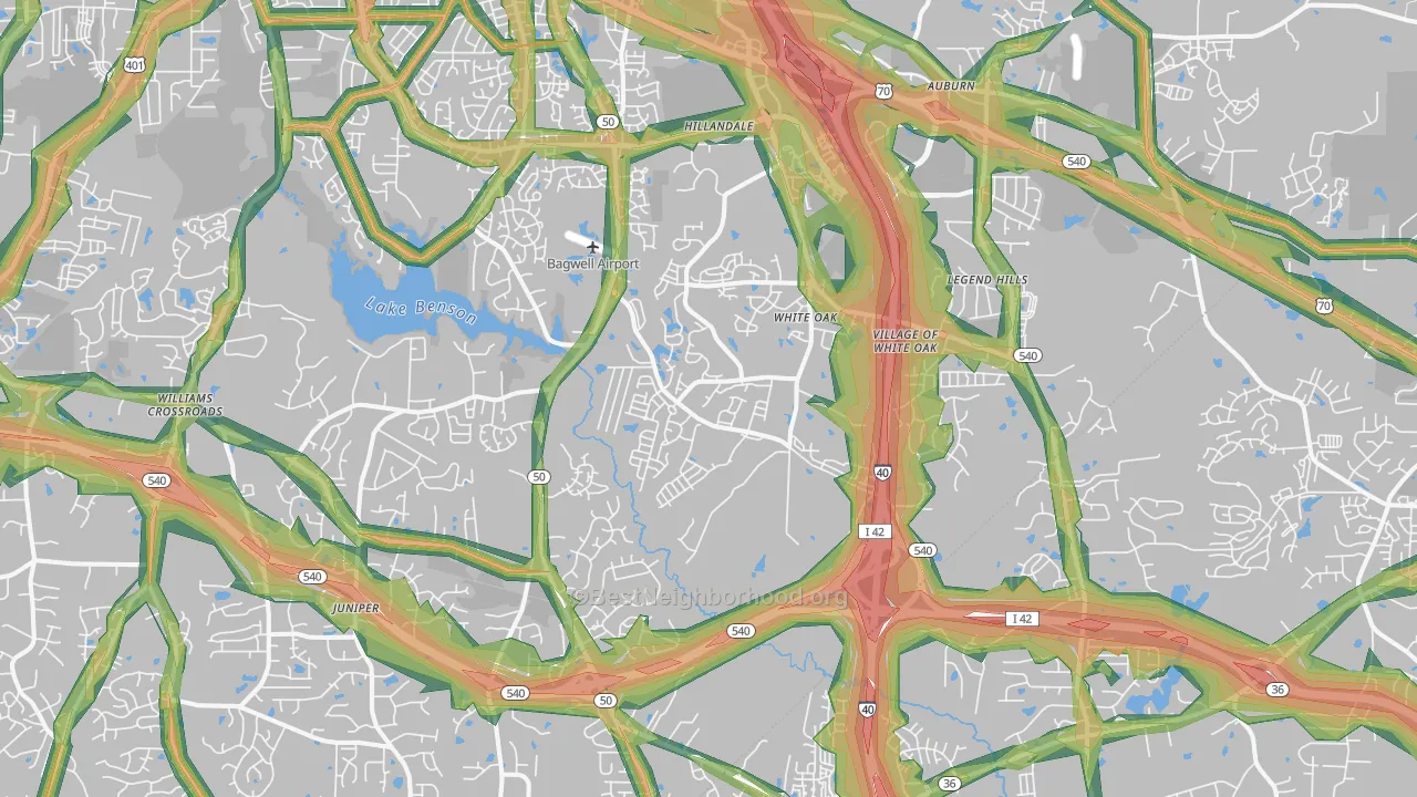 27529, NC Map of Noise Levels in 27529