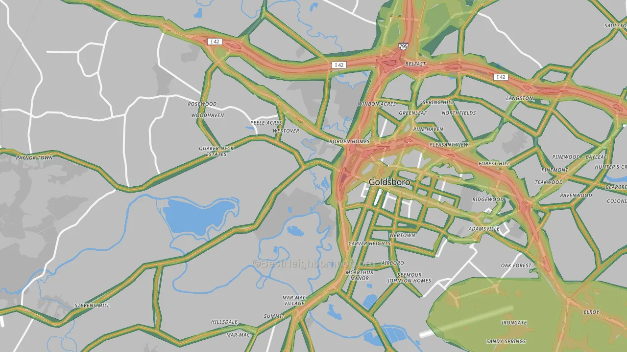 27530, NC Map of Noise Levels in 27530