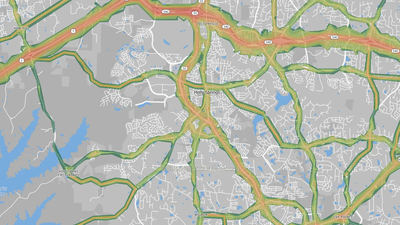 27540, NC Map of Noise Levels in 27540