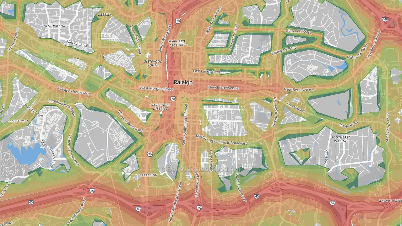 27601, NC Map of Noise Levels in 27601