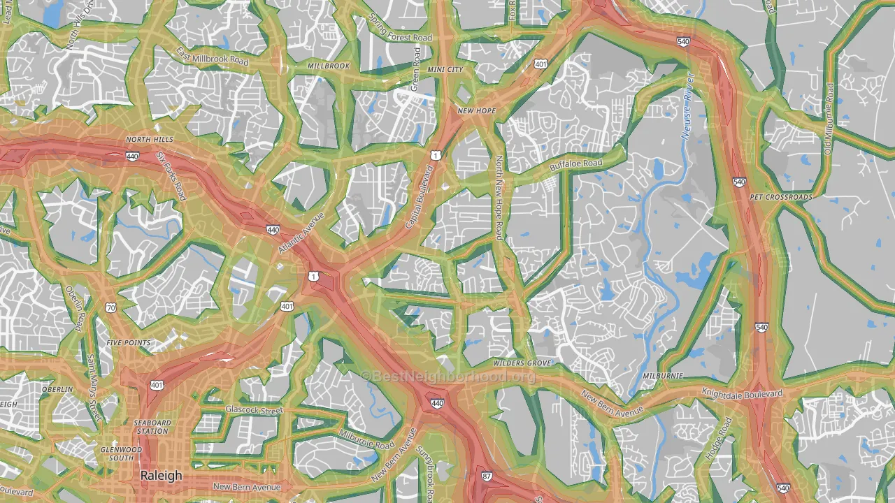 27604, NC Map of Noise Levels in 27604