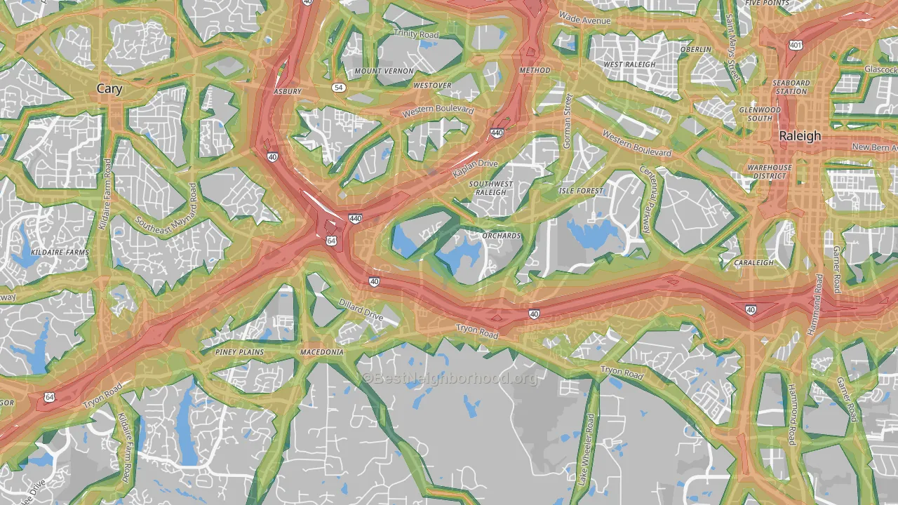 27606, NC Map of Noise Levels in 27606