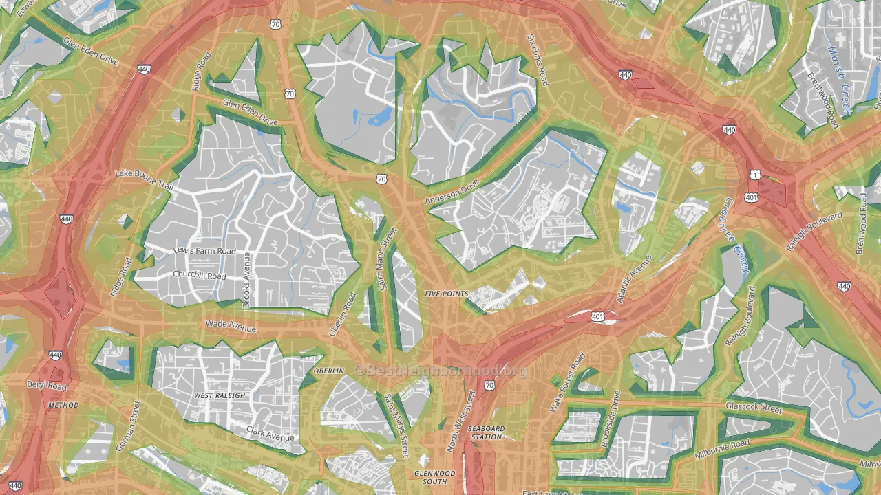 27608, NC Map of Noise Levels in 27608