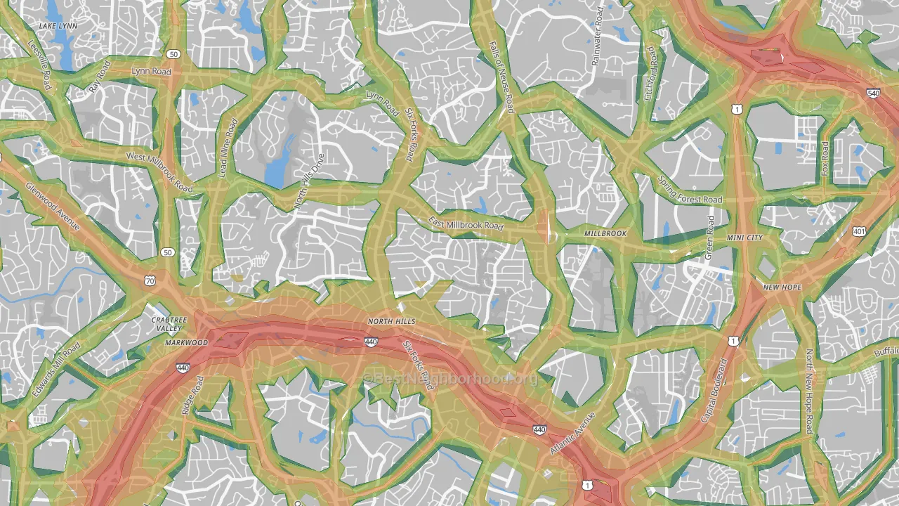 27609, NC Map of Noise Levels in 27609