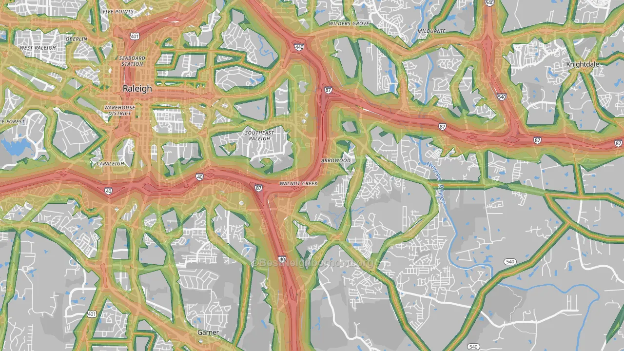 27610, NC Map of Noise Levels in 27610