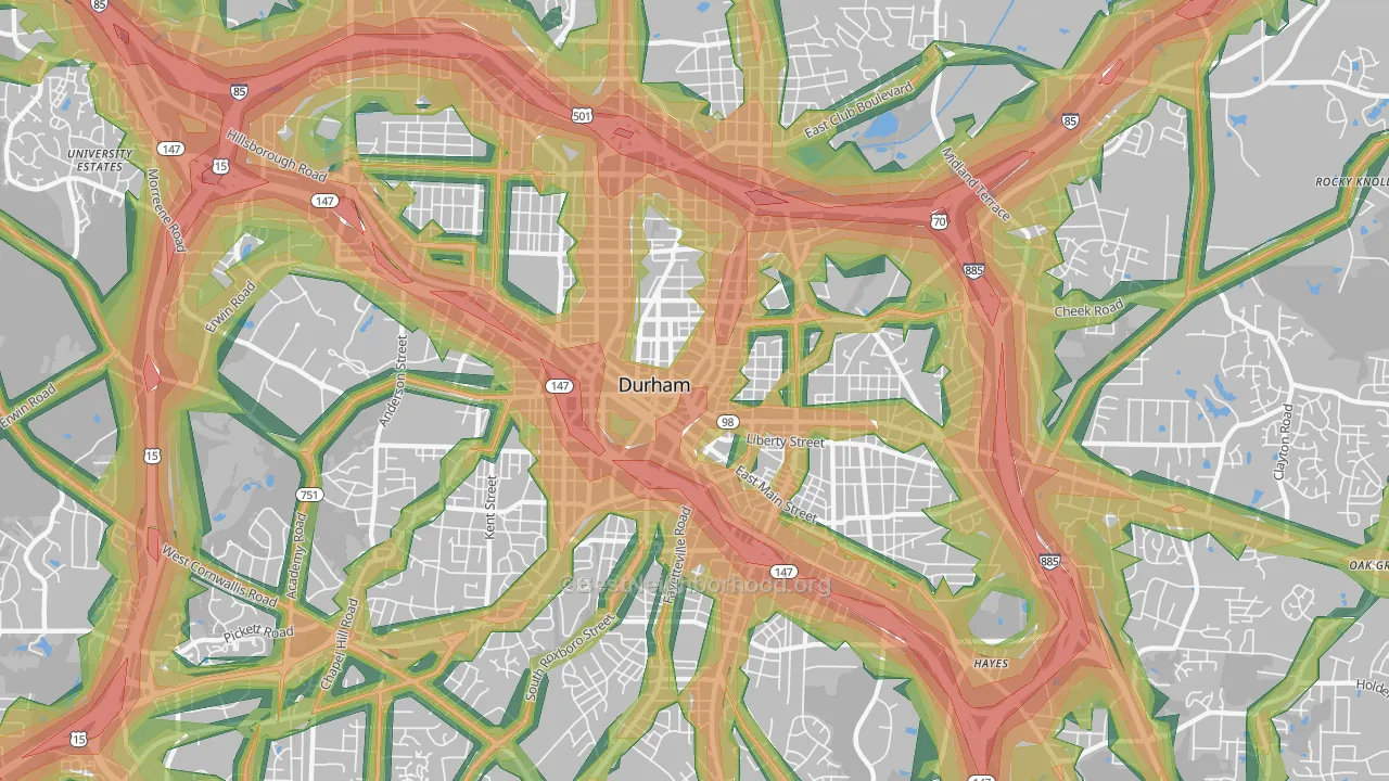 27701, NC Map of Noise Levels in 27701