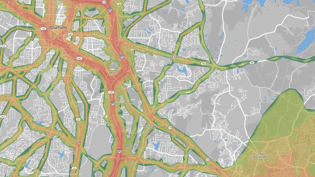 27703, NC Map of Noise Levels in 27703