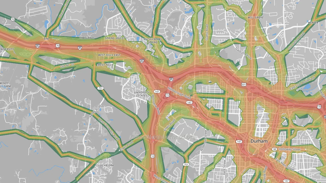 27705, NC Map of Noise Levels in 27705