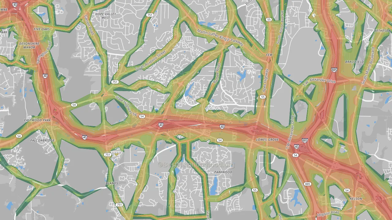 27713, NC Map of Noise Levels in 27713