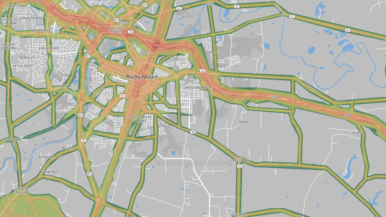 27801, NC Map of Noise Levels in 27801